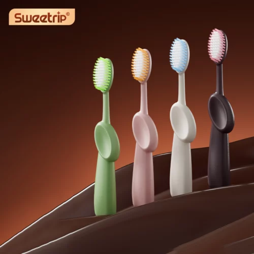 Chocolate Series Little Giant Toothbrush – 0.15mm Soft Bristles, Ergonomic Grip, 4pcs Pack